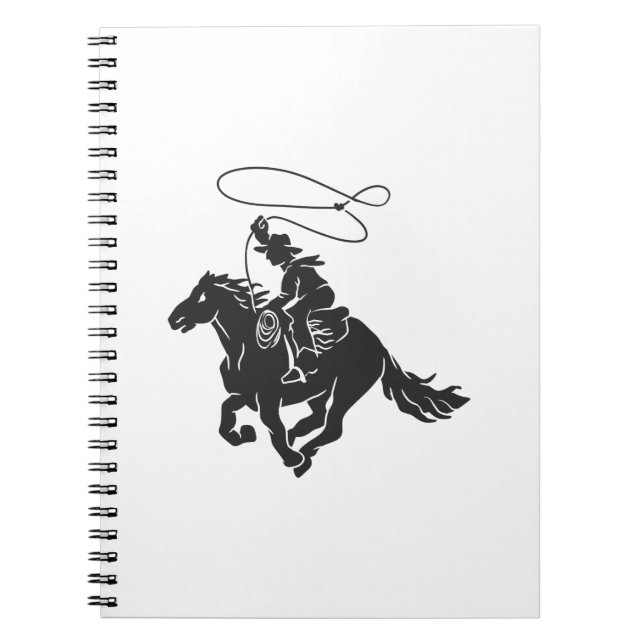 Caderno Espiral Cowboy correndo de cavalo com lasso (Frente)