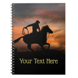 Caderno Espiral Cowboy e Cavalo Correndo o Sol
