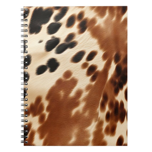 Caderno Espiral Cowboy Ocidental Cream Brown Black Cowhide (Frente)