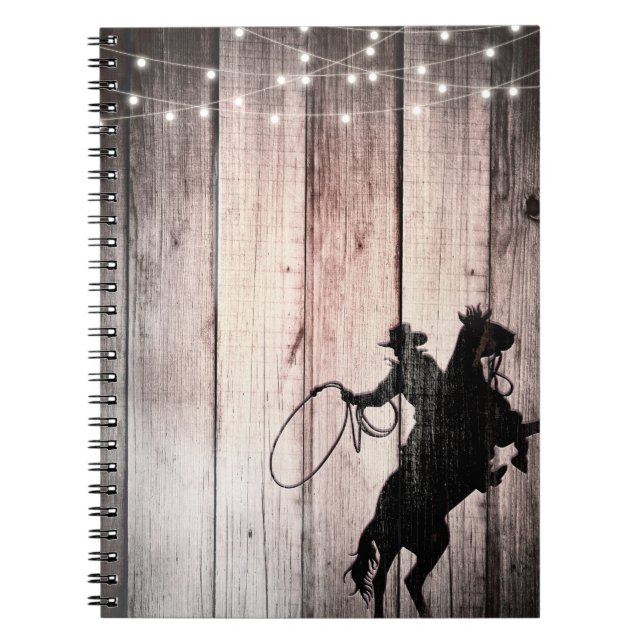 Caderno Espiral Cowboy Rustic Wood Barn Country Wild West (Frente)