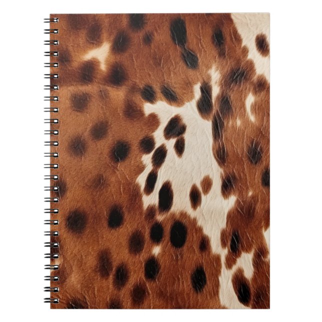 Caderno Espiral Cowhide Preto-Castanho Ocidental (Frente)