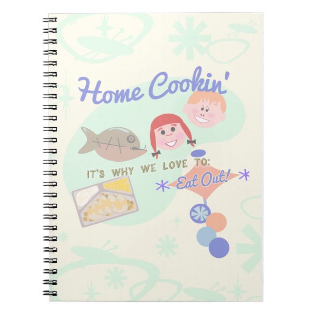 Caderno Espiral Cozinha Caseira Arte de Jantar Divertida Design (Frente)