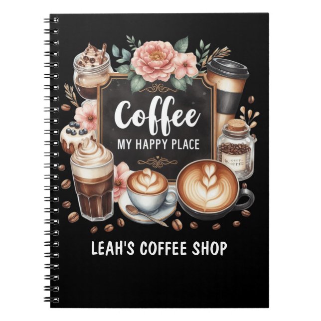 Caderno Espiral ☕ Cozinha de Coffeecore Personalizada Café Café Ca (Frente)