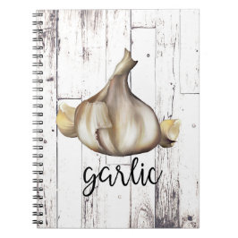 Caderno Espiral Cozinha de Fazenda Branco Madeira Rústica Alho