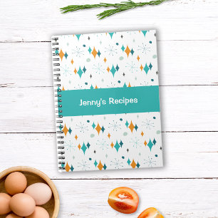 Caderno Espiral Cozinha de Starburst da Retro Vintage Recebe Cookb