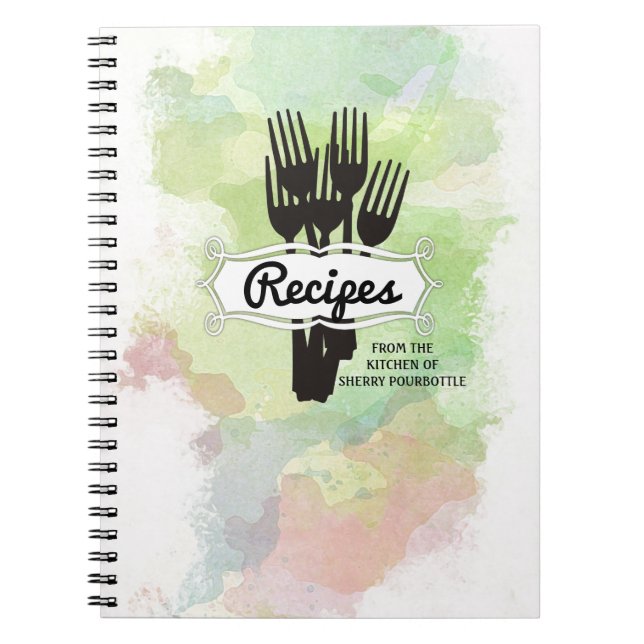 Caderno Espiral Cozinhar de restauração de chef de aquarela (Frente)