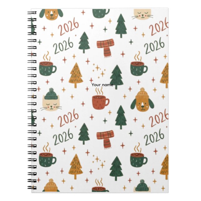 Caderno Espiral Cozy Winter Vibes 2026 - Cute Puppy and Kitten Chr (Frente)