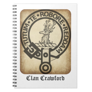Caderno Espiral Crachá de Crest de Crawford Antiquado