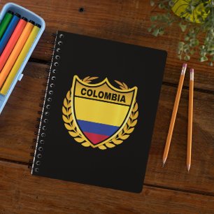 Caderno Espiral Crachá de repouso Dourado com bandeira nacional da