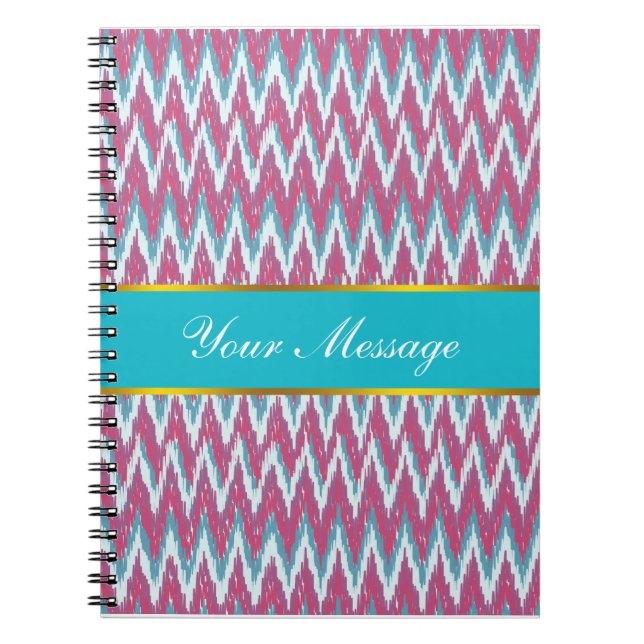Caderno Espiral Cranberry e Teal Kat ZigZag Padrão (Frente)
