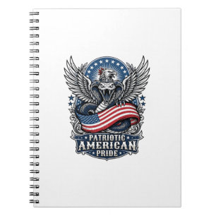Caderno Espiral Cráneo de Serpiente Patriótica Libertad Bestia Ani