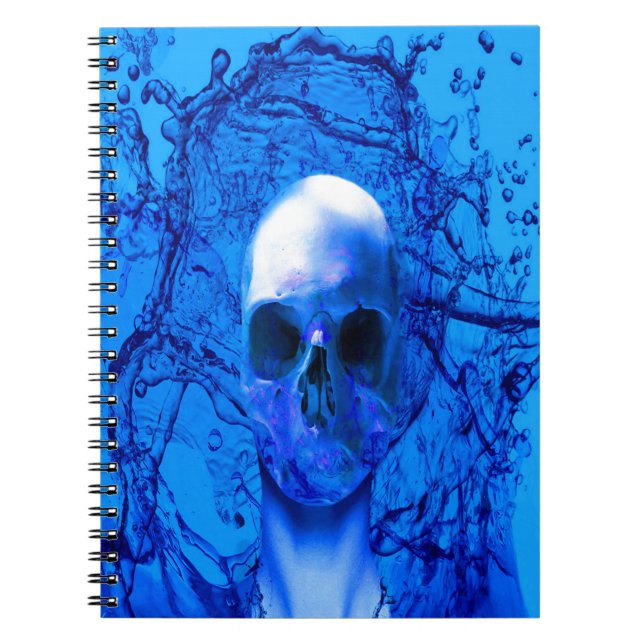 Caderno Espiral crânio azul alienígena (Frente)