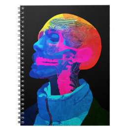 Caderno Espiral Crânio Cibernético – Arte Anatômica Futurista