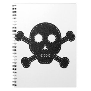 Caderno Espiral Crânio de Feltro Preto
