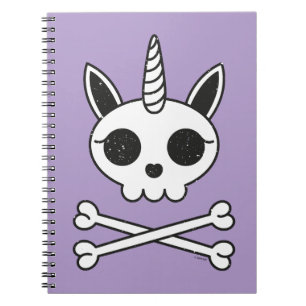 Caderno Espiral Crânio de Unicórnio e Ossos Cruzados