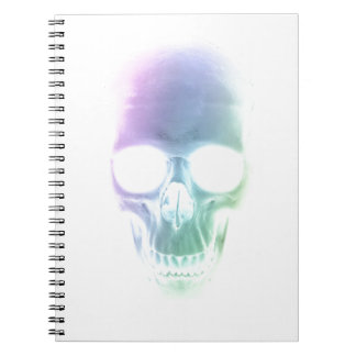 Caderno Espiral Crânio do arco-íris - fundo feito sob encomenda