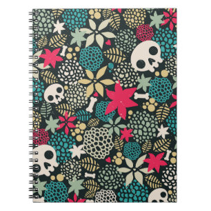Caderno Espiral Crânio nas flores