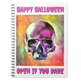 Caderno Espiral Crânio pintado. Personalizável