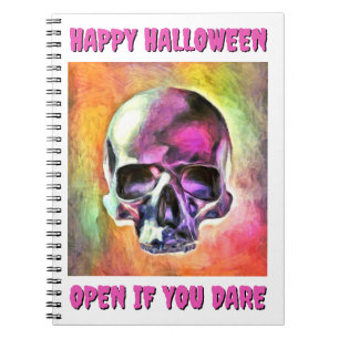 Caderno Espiral Crânio pintado. Personalizável