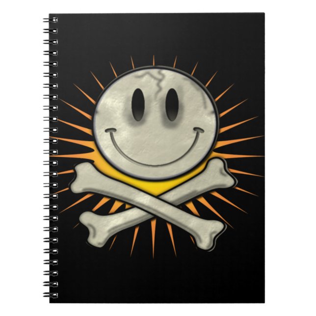 Caderno Espiral Crânio sorridente e ossos cruzados (Frente)