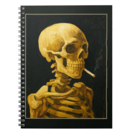Caderno Espiral Crânio Vintage Fumando – Arte Única Inspirada em V