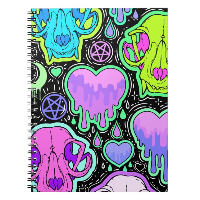 Caderno Espiral Crânios de Gato Trippy (Frente)