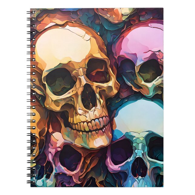 Caderno Espiral Crânios Funky (Frente)