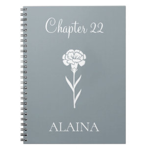 Caderno Espiral Cravo do Ano Personalizado Flor de Nascimento de J