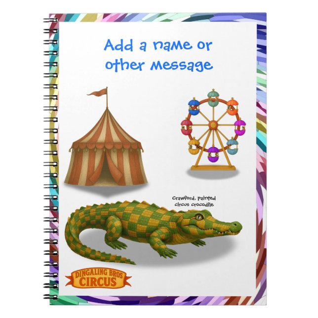 Caderno Espiral Crawford, crocodilo de circo pintado (Frente)