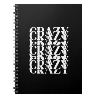 Caderno Espiral Crazy Crazy Crazy Repeating Trippy Word Design