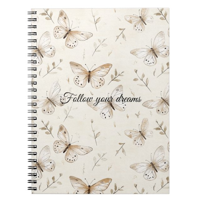 Caderno Espiral Cream Beige Sand Butterflies (Frente)