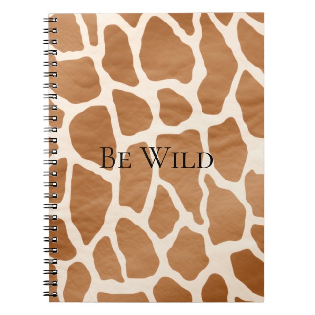 Caderno Espiral Cream Brown Safari Giraffe Animal Print (Frente)