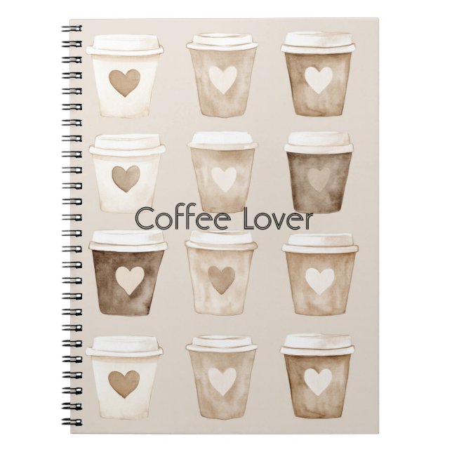 Caderno Espiral Cream Coffee Heart Cups (Frente)