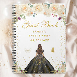 Caderno Espiral Cream Floral Brunette Hair Princess Sweet