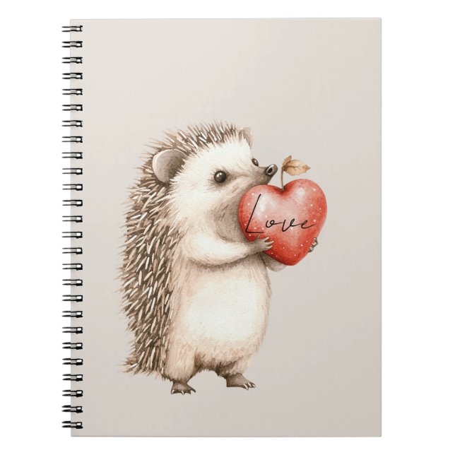 Caderno Espiral Cream Hedgehog Heart Love (Frente)