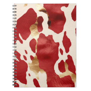 Caderno Espiral Cream Red Dourado Western Cowhide Howdy