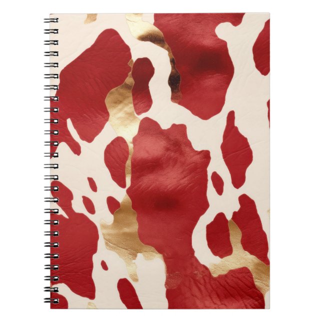 Caderno Espiral Cream Red Dourado Western Cowhide Howdy (Frente)