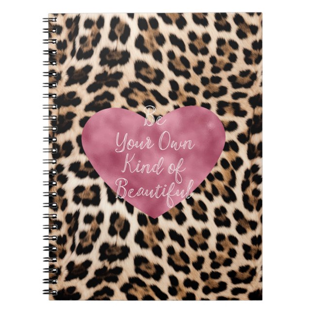 Caderno Espiral Creamy Brown Black Leopard Heart Beauful (Frente)