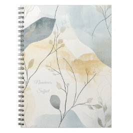 Caderno Espiral Create Your Own Misty Gray Gold Floral Minimalist