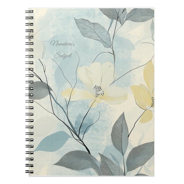 Caderno Espiral Create Your Own Soft Yellow Flowers Minimalist (Frente)