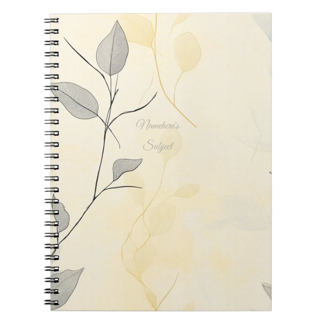 Caderno Espiral Create Your Own Yellow & Gray Floral Minimalist (Frente)