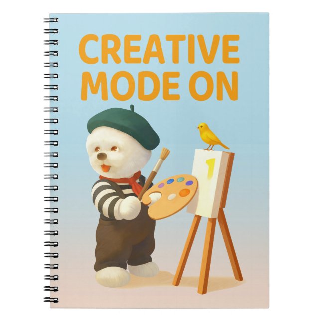 Caderno Espiral Creative Mode On: Painter Bichon Dog Artist Art (Frente)
