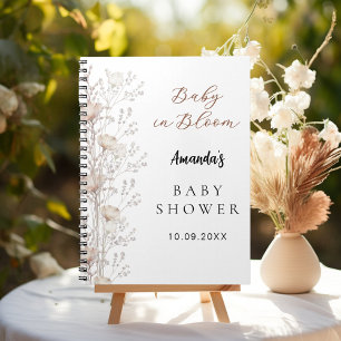 Caderno Espiral Creme bege de flores silvestres do chá de fraldas