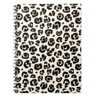 Caderno Espiral Creme Black Leopardo Print