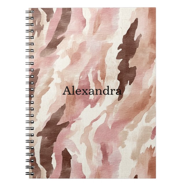 Caderno Espiral Creme cor-de-rosa Abstrato (Frente)