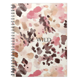 Caderno Espiral Creme cor-de-rosa Leopardo castanho