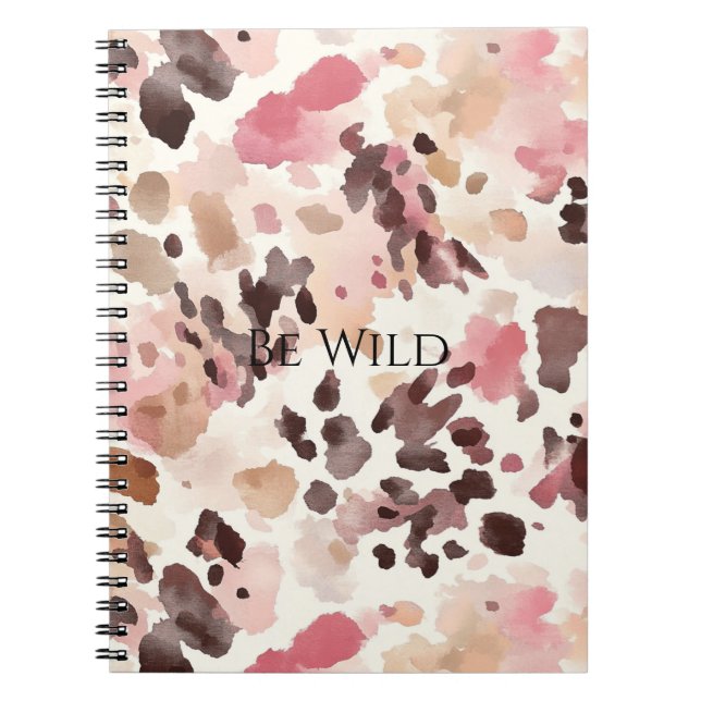 Caderno Espiral Creme cor-de-rosa Leopardo castanho (Frente)