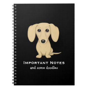 Caderno Espiral Creme Dachshund com Texto Personalizado