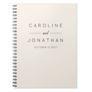 Caderno Espiral Creme de Casamento Personalizado Elegante Moderno