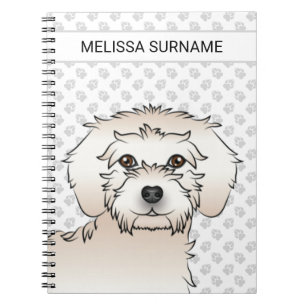 Caderno Espiral Creme Mini Goldendoodle Cartoon Cão e Texto